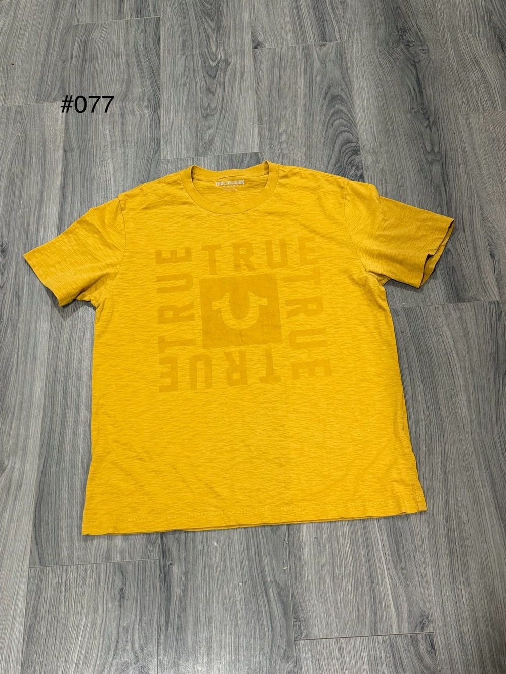 True Religion Men's Mustard Yellow Logo Crew Tee